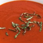 Tomato Soup Recipe in a white bowl