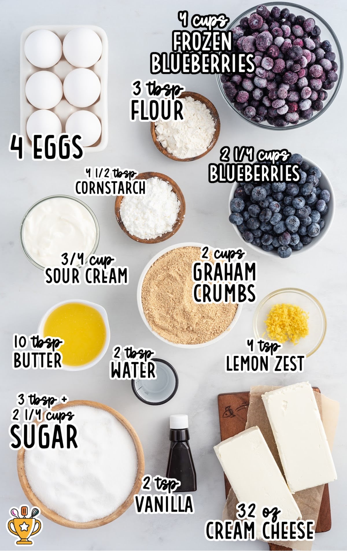 ingredients for making Blueberry Cheesecake