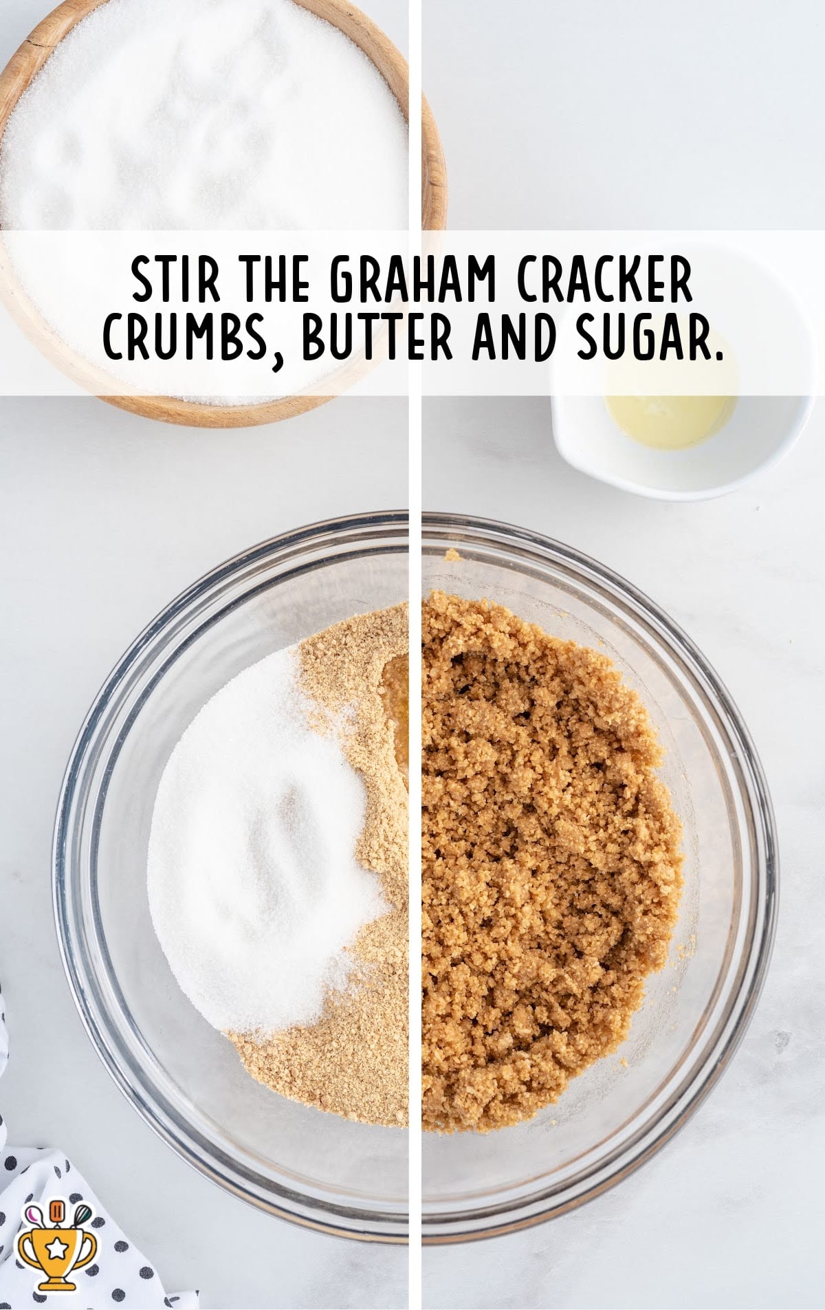 graham cracker crumbs, butter and sugar