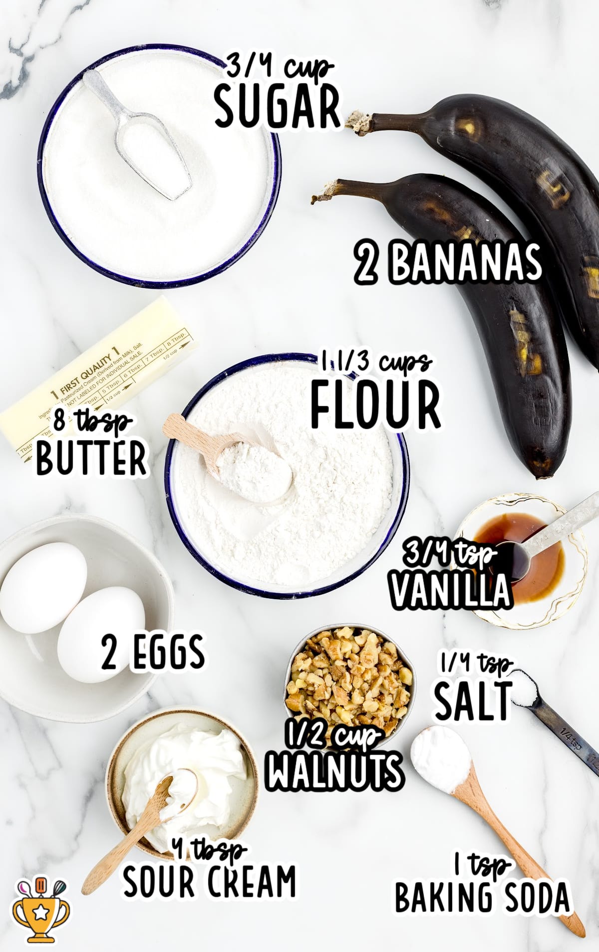 ingredients for making Air Fryer Banana Bread