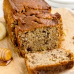 a Air Fryer Banana Bread cut into slices