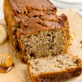 a Air Fryer Banana Bread cut into slices