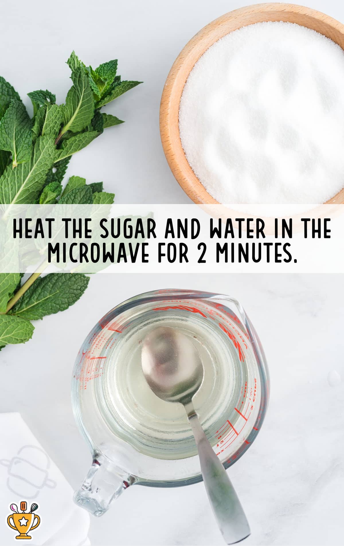 heating the sugar and water in the microwave