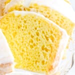 Pinterest-ready image featuring a close-up of the finished lemon chiffon cake slice with text overlay for easy sharing.