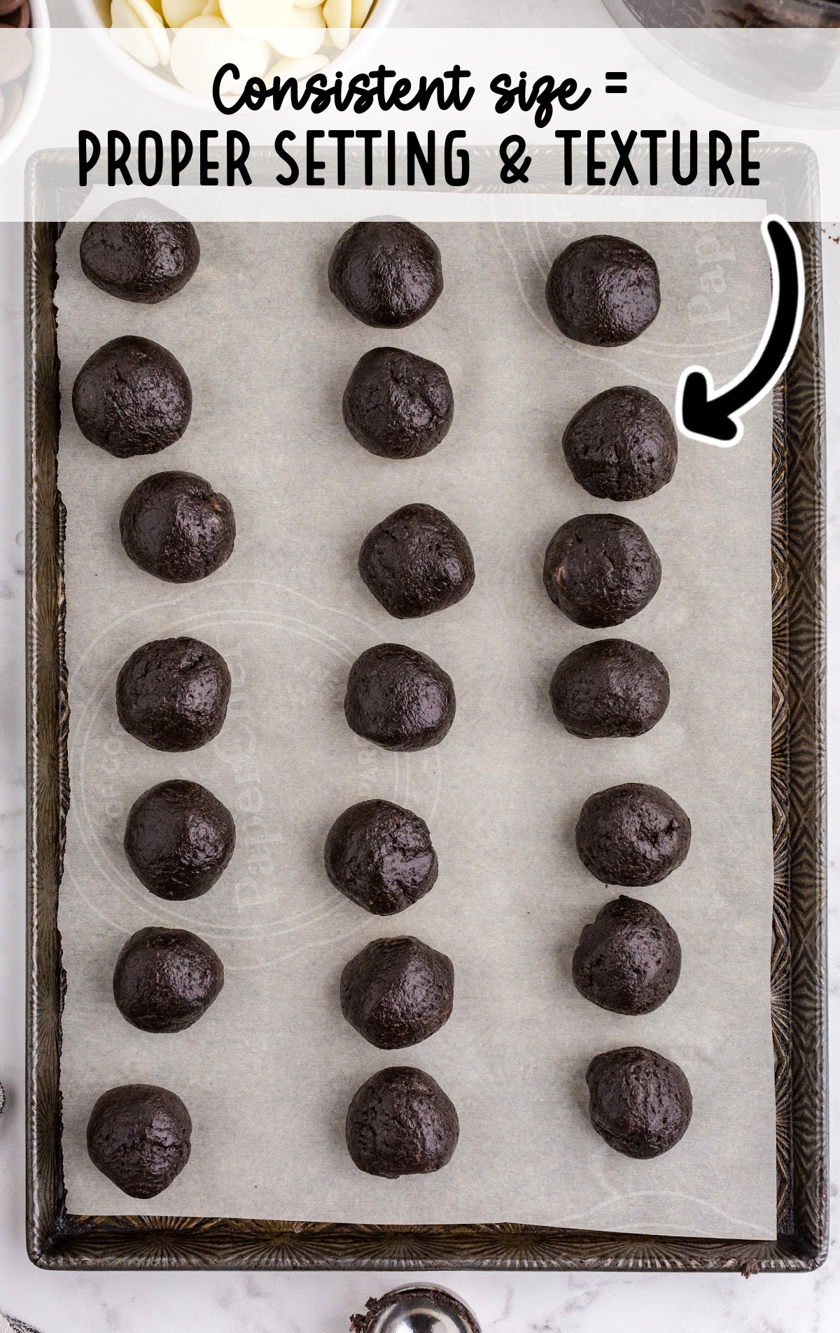 Overhead view of a food processor with crushed Oreo cookies and cream cheese added, followed by a fully mixed Oreo ball mixture that looks dark, smooth, and cohesive.